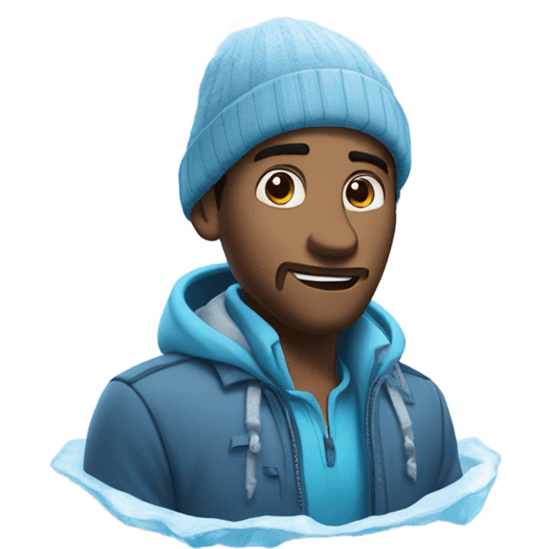 Cool guy frozen in ice emoji