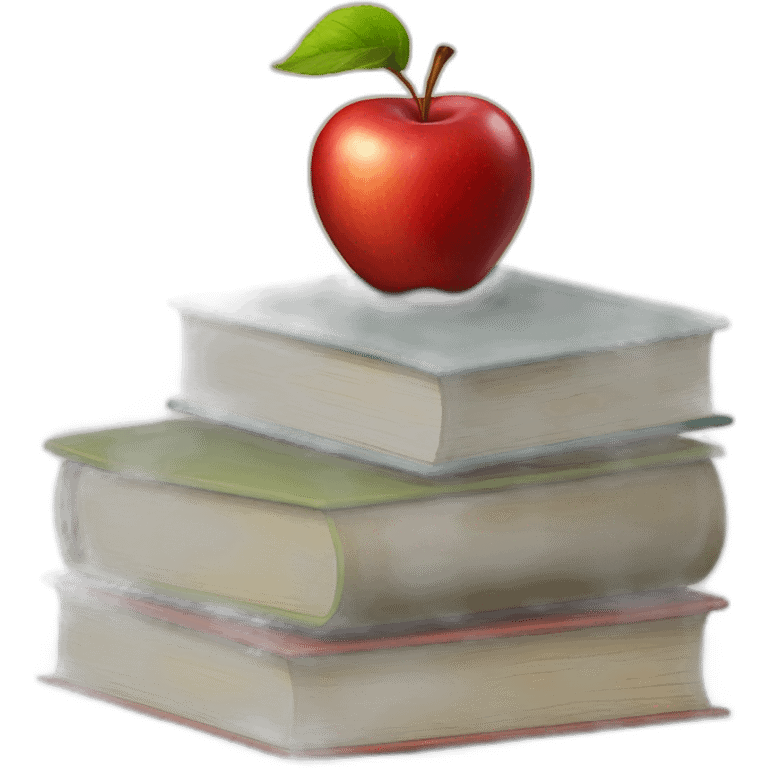 red apple on a books stuck emoji