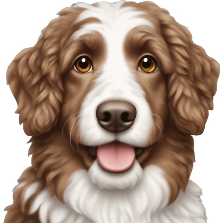 Brown and white Aussie doodle  emoji