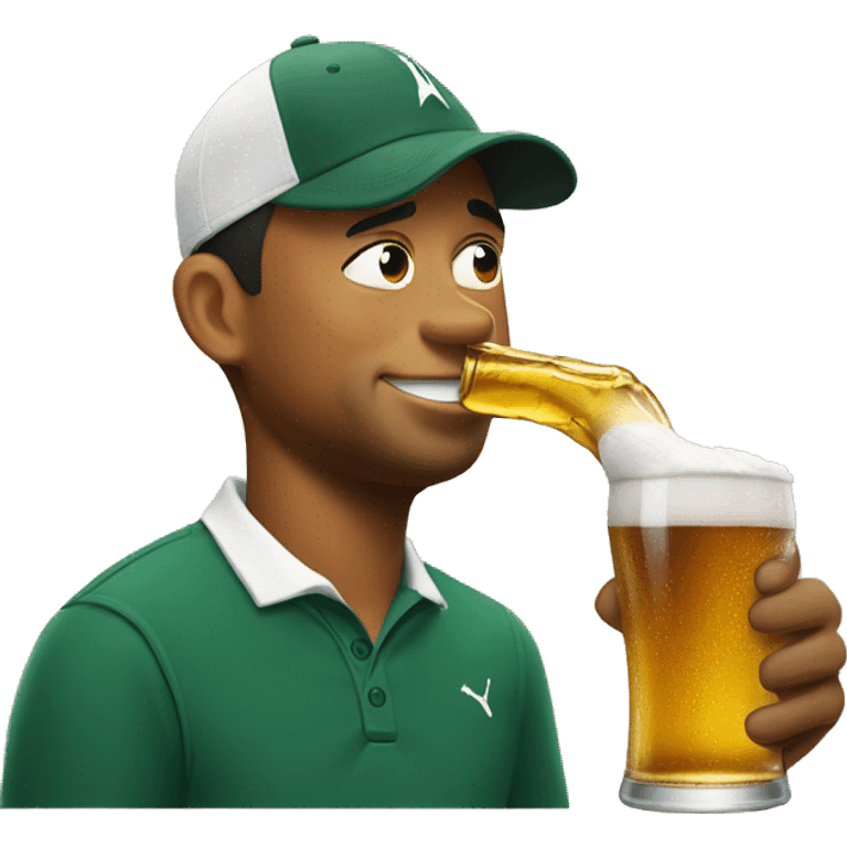 Tiger Woods drinking a beer emoji