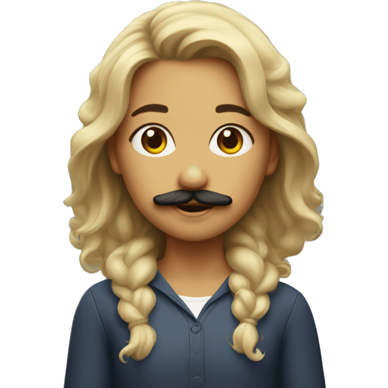 Girl with 2-3 mustach hair emoji