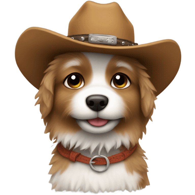 Small fluffy Dog with cowboy hat  emoji