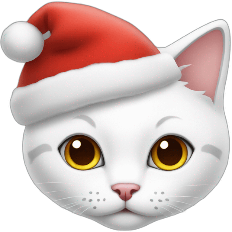 christmas white kitty in red hat emoji