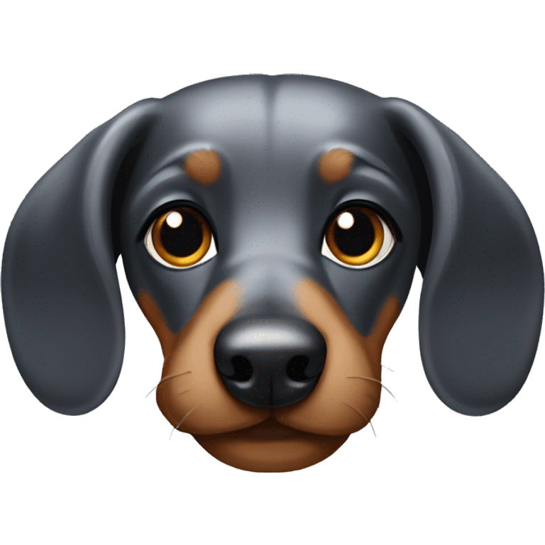 Black silver dapple sausage dog  emoji