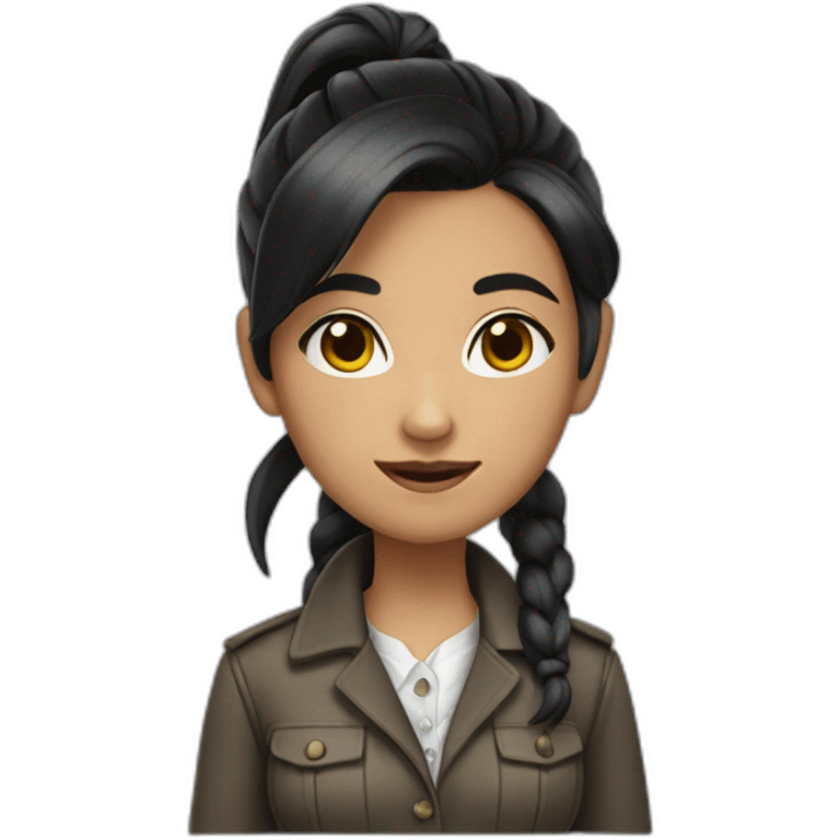 girl in detective dress fair skin black hair ponytail  emoji