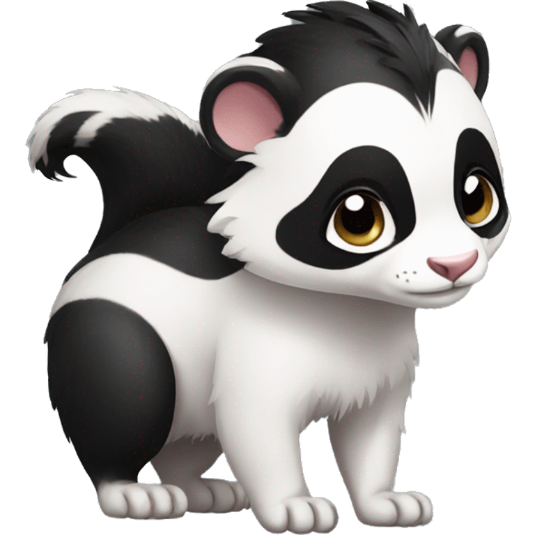 Cute skunk-panda-ferret-hybrid full body emoji