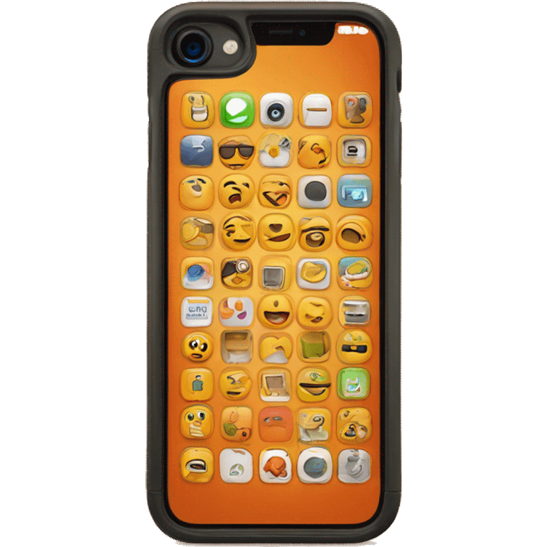 iPhone with orange colored case and orange colored apps emoji