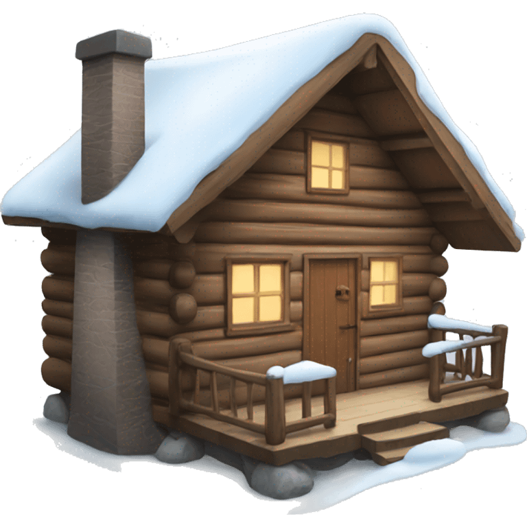 winter cabin with a bear emoji