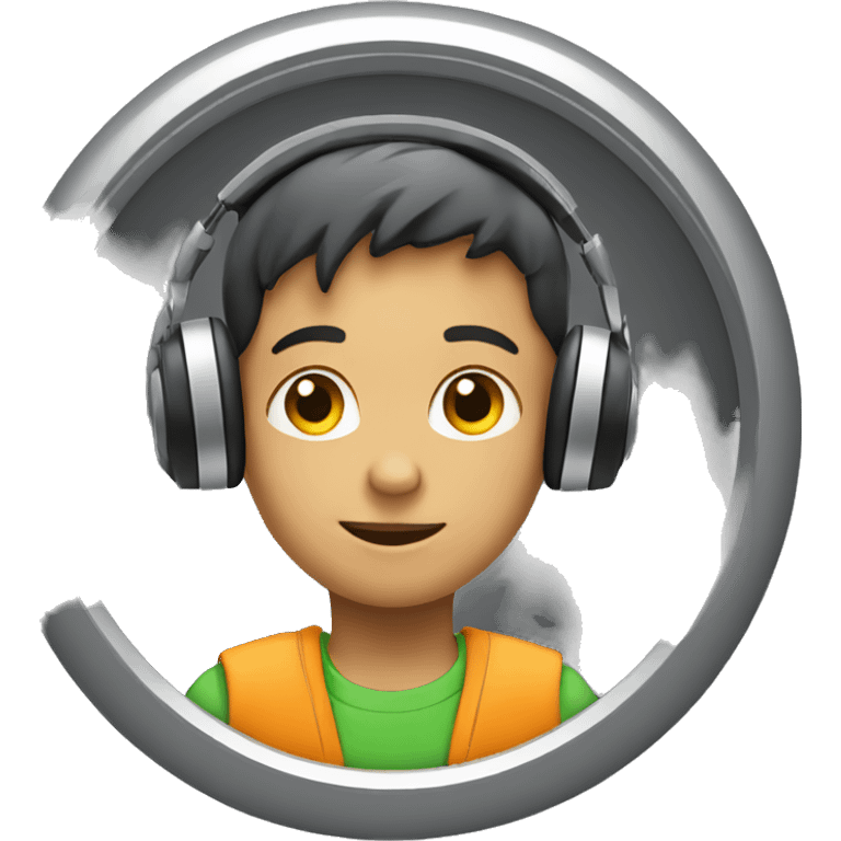 Kid boy in a wheel chair with head phones on emoji