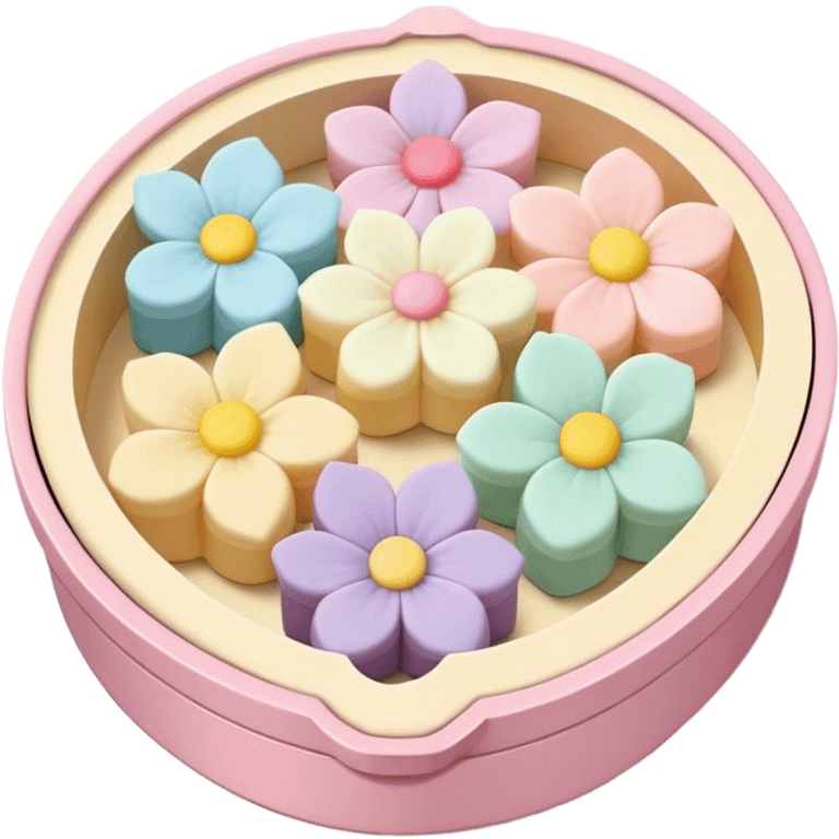 Box of pastel flower wagashi emoji