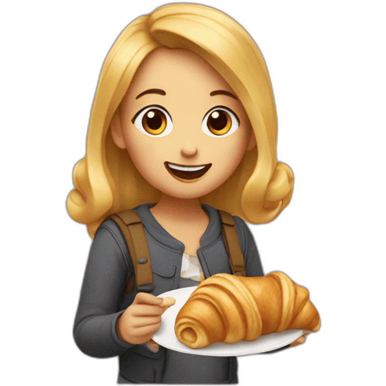 girl eating croisant emoji