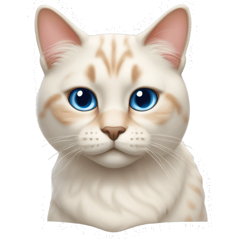 flame-point fur scottish cat with folded ears and blue eyes emoji