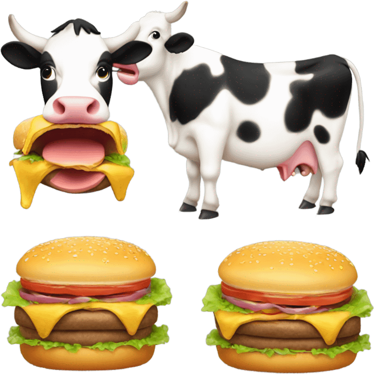 Cow eating a burger emoji