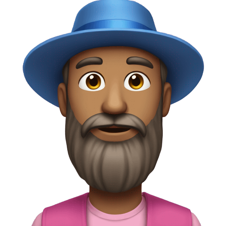 a drawing of a man with a beard and a hat on his head, with a long beard and a beard, Altichiero, rayonism, blue and pink color scheme, vector art emoji