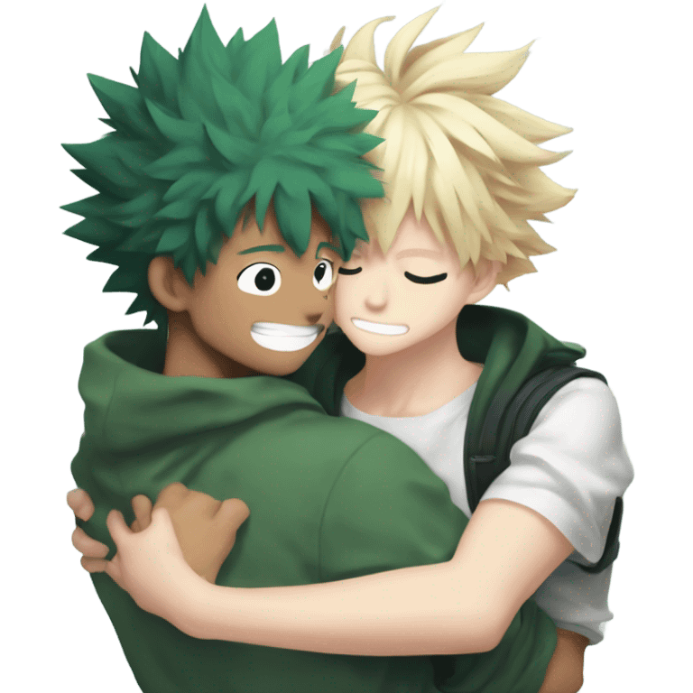 bakugo katsuki hugging izuku midoriya emoji