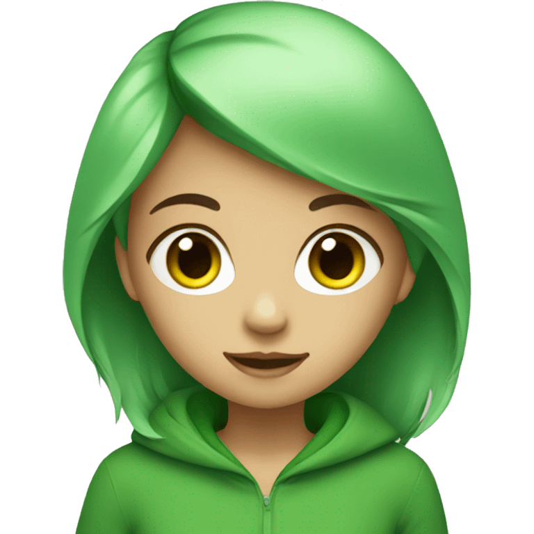 Girl with green emoji