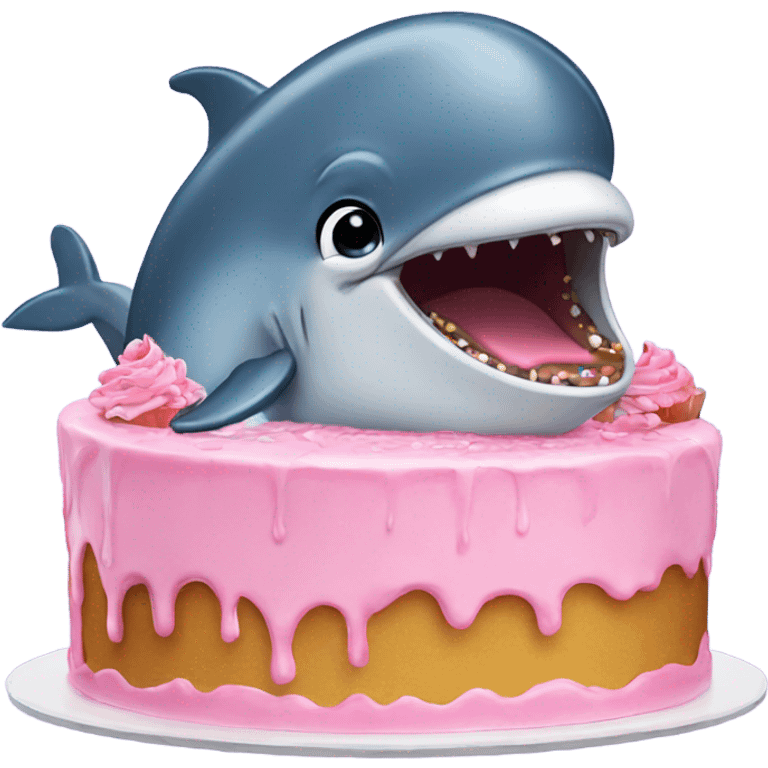 crying dolphin eating cake emoji