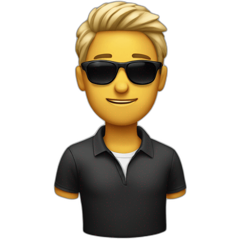 Cara hombre con pelo blanco y con gafas de sol negras emoji