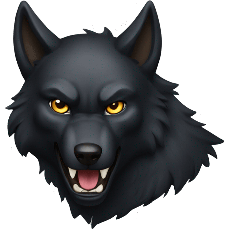 fierce black wolf emoji