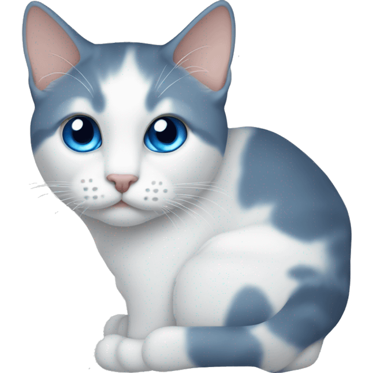 Gato blanco con ojos azules emoji