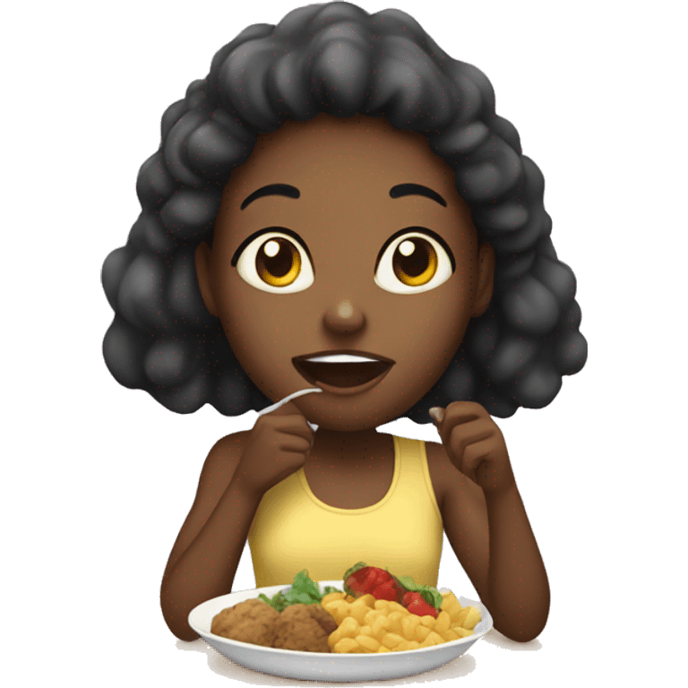 Black girl eating food emoji