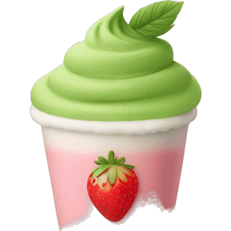 I want matcha with strawberry foam on it emoji