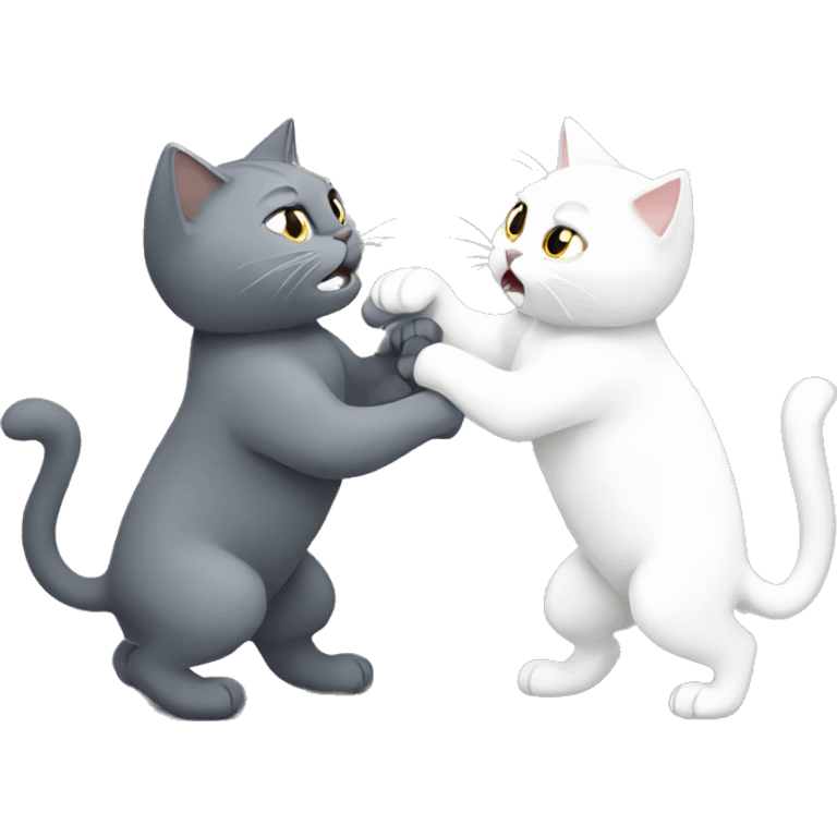 White cat fighting grey cat  emoji