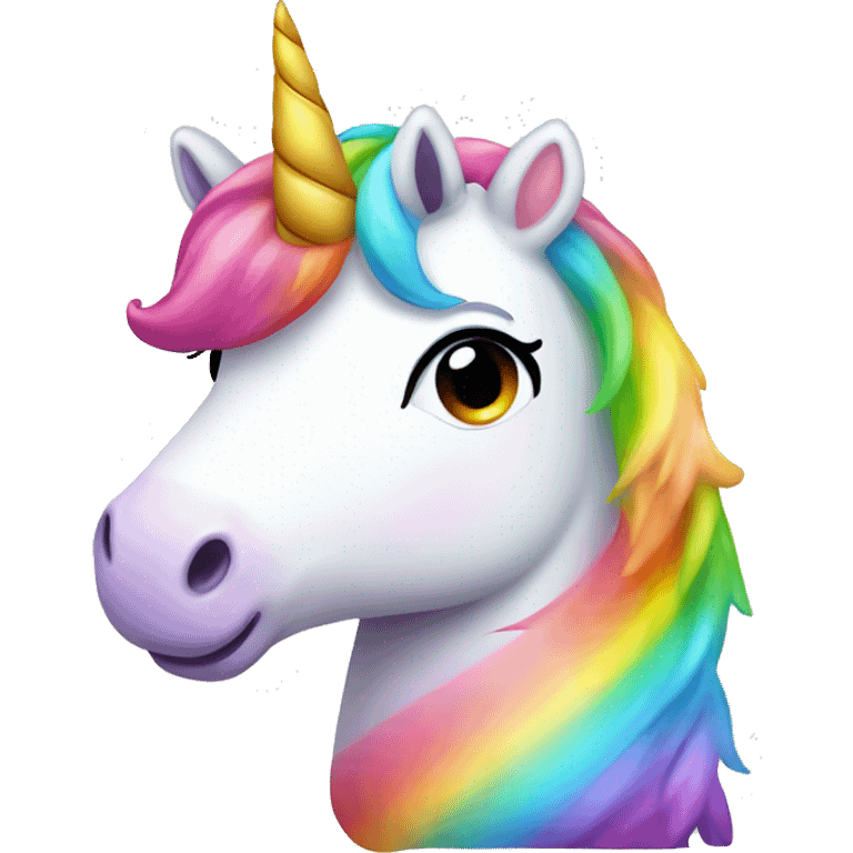 Kawaii Unicorn with a rainbow emoji