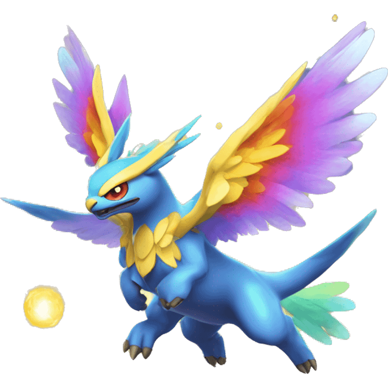 Celestial Colorful Vibrant Colors Flying Advanced Fakémon-Legendary-Pokémon-Creature Full Body emoji