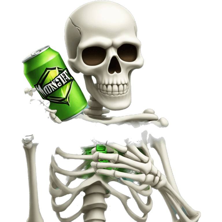 cussing skeleton drinking a monster energy emoji