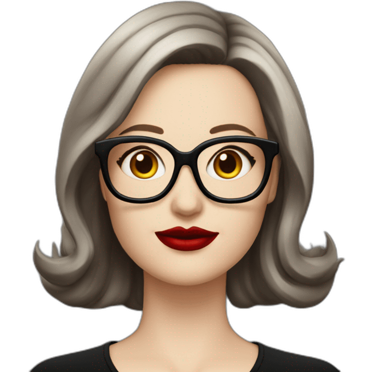 Caucasian-Mum-woman-goth-brown-hair-standing-wearing-glasses-red-lipstick-plus-size emoji