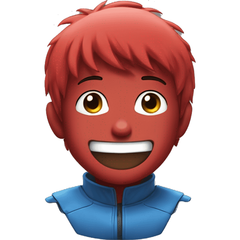 píldora kaneda, roja y azul, manga, fondo blanco, sonriendo emoji