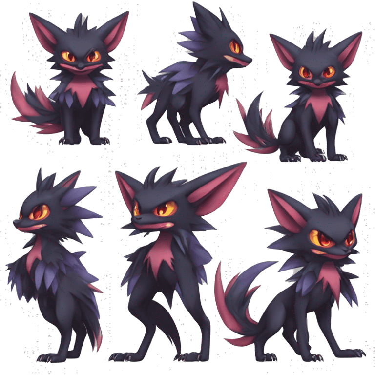  Kawaii Edgy Cool Beautiful Nargacuga-Noivern-Noibat-Litten-Zorua-Zoroark-Fakemon-fusion full body emoji