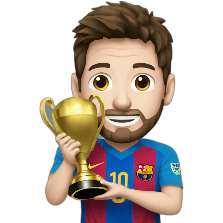 Messi with gold trophy emoji