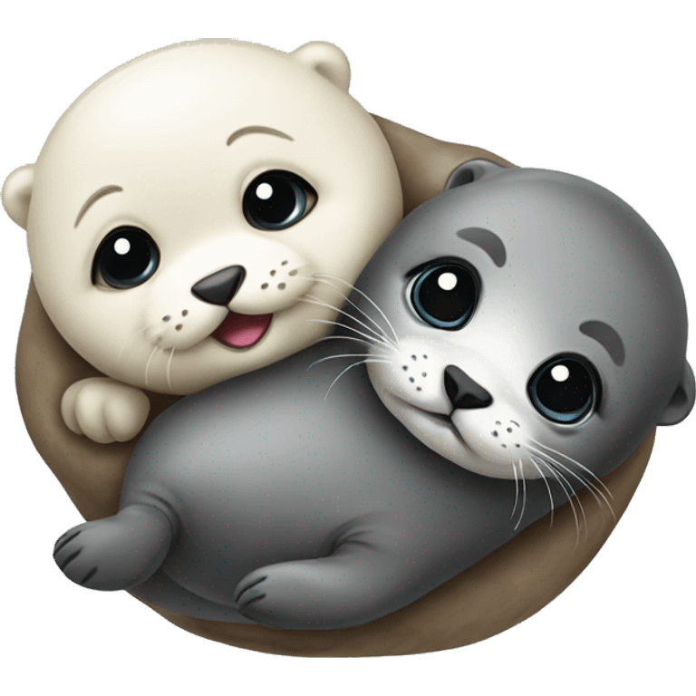 baby seal with baby otter emoji