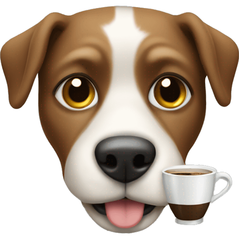 a dog is drinking coffee emoji