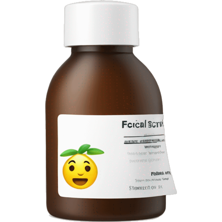 facial scrub bottle with label emoji