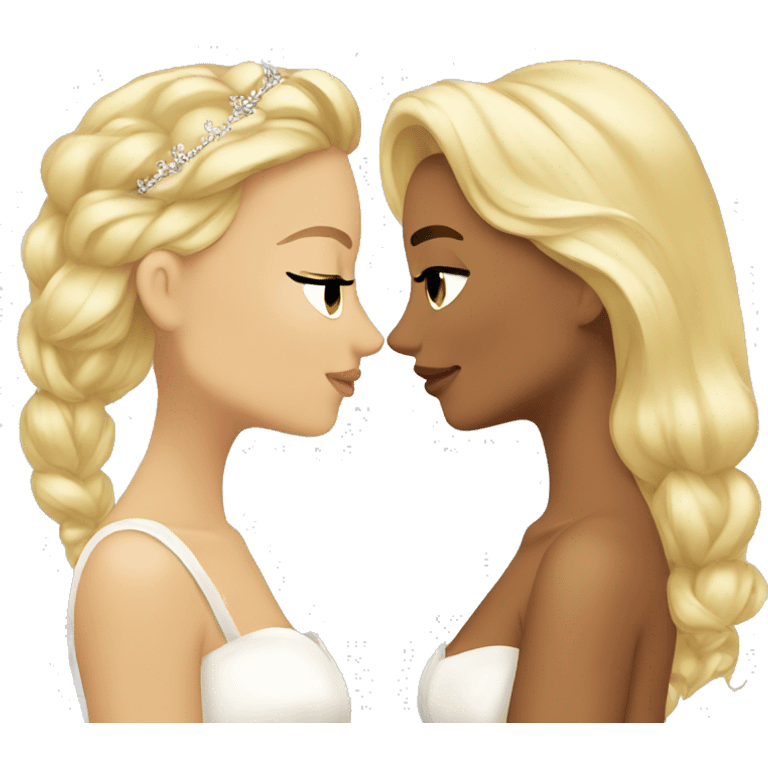 2 women princesses couple blonde deep kiss emoji