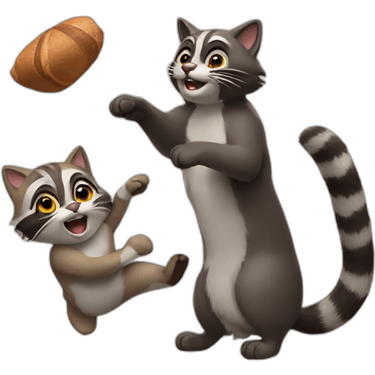 Cat throwing racoon emoji