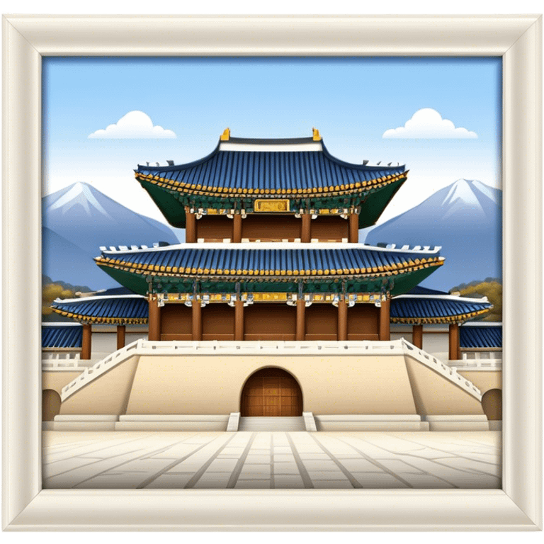 Cinematic Realistic Gyeongbokgung Palace Landmark Emoji, depicted with regal historic architecture rendered with intricate detail and majestic, dynamic lighting. emoji