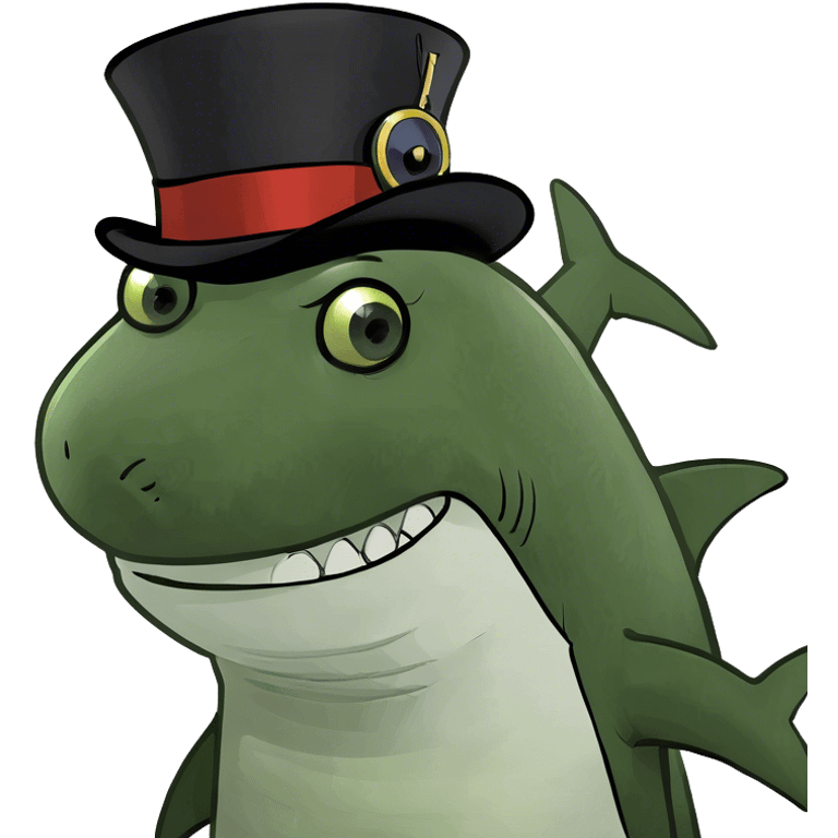 Shark with a top hat emoji