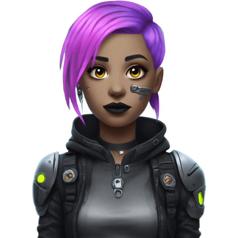 cyborg goth girl, neon hair emoji