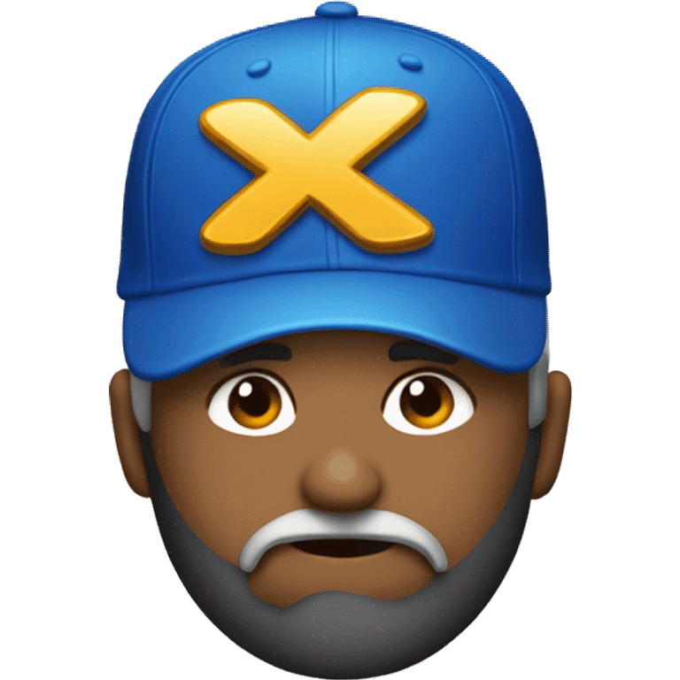 A blue cap with an x on top of it to signal stop the cap emoji