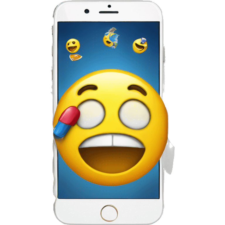 emojis coming out of a phone on social media emoji