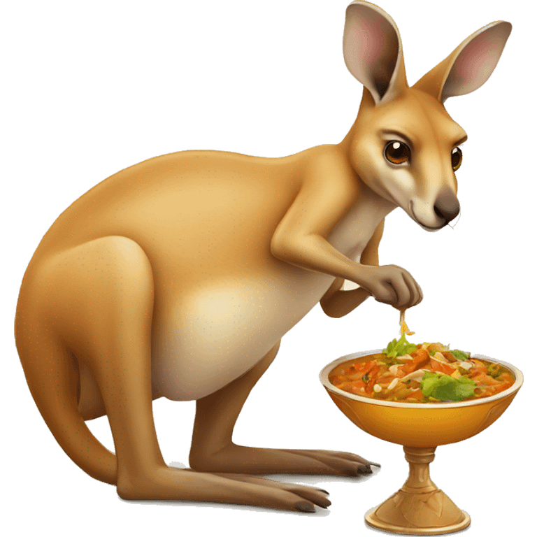 kangaroo eating indian food emoji