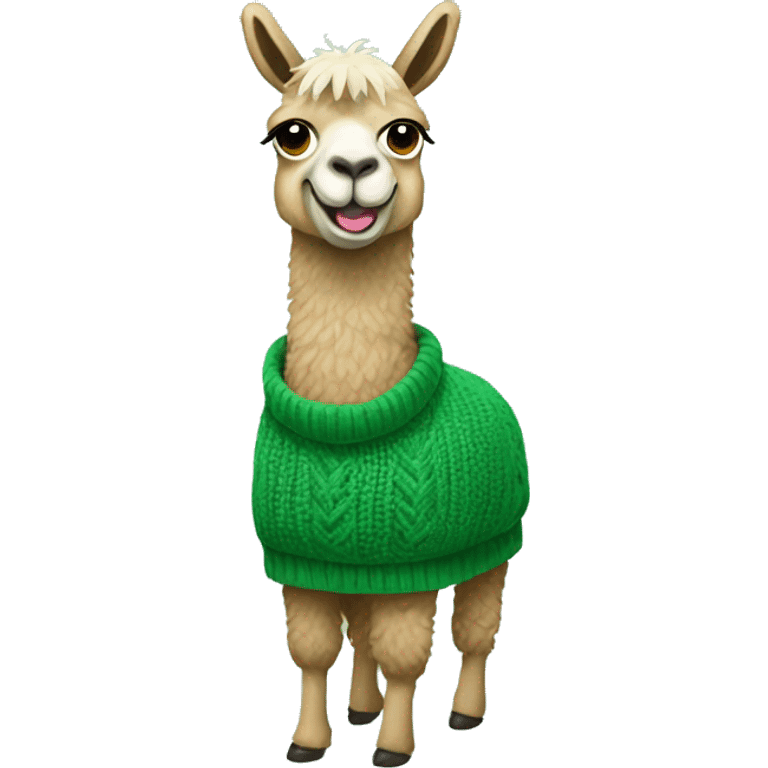 Llama  showing full body wearing a green sweater emoji