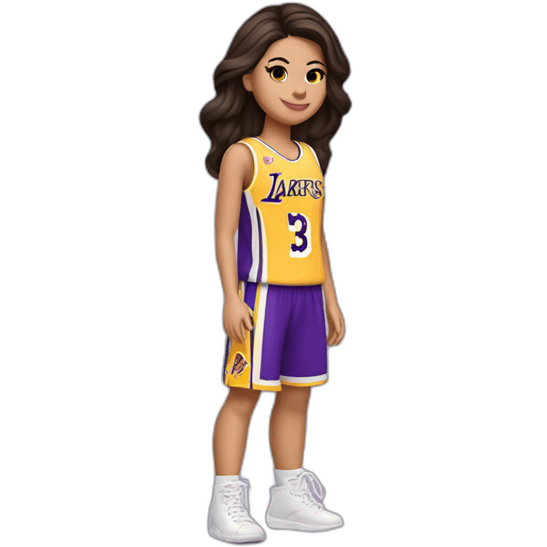 selena gomez with yellow lakers jersey emoji