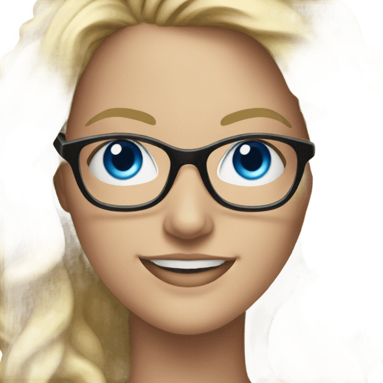 Realistic Female dj blue eyes blonde hair wearing glasses smiling  emoji