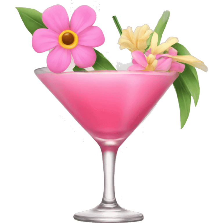 Pink Cocktail with flowers  emoji