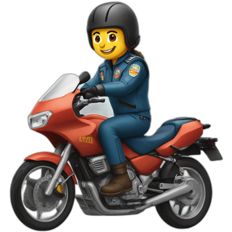 Águia pilotando uma moto emoji